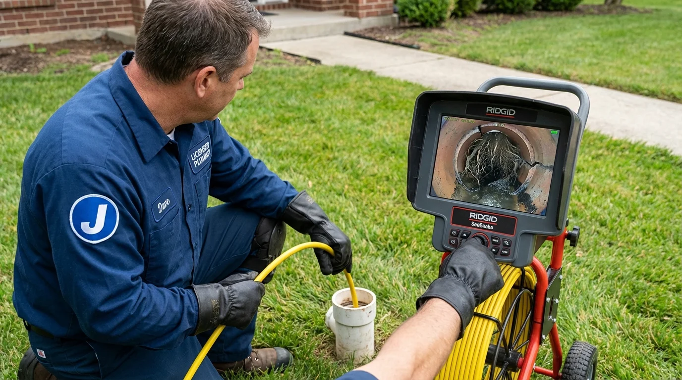 Sewer camera inspection being performed by Johns Plumbing LLC in Sherman